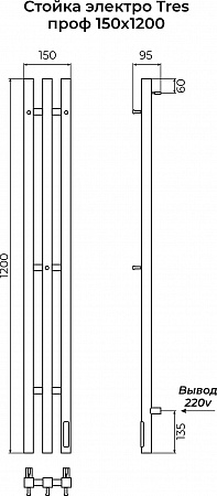 Стойка электро ТРЕС проф1200 КС RAL 9005 матовый TERMINUS Нижний Новгород - фото 3 Стойка электро ТРЕС проф1200 КС RAL 9005 матовый TERMINUS Нижний Новгород - фото 3