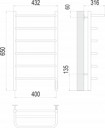 Полка П6 400х650 Электро (quick touch) Полотенцесушитель  TERMINUS Нижний Новгород - фото 3