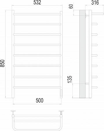 Полка П8 500х850 Электро (quick touch) Полотенцесушитель  TERMINUS Нижний Новгород - фото 3