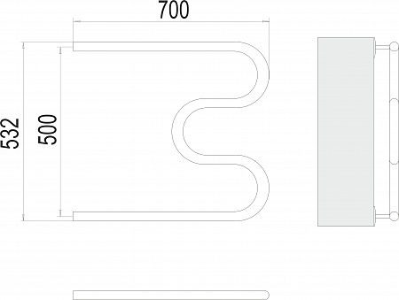 М-обр AISI 32х2 500х700 Полотенцесушитель  TERMINUS Нижний Новгород - фото 3