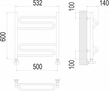 Юпитер П6 500х600 Полотенцесушитель  TERMINUS Нижний Новгород - фото 3