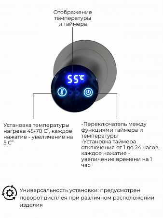 Рондо П2 350х760 электро Полотенцесушитель TERMINUS Оружейная сталь Нижний Новгород - фото 5