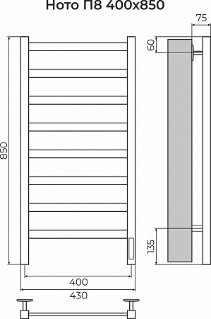 Ното П8 400х850 Электро (quick touch) Полотенцесушитель TERMINUS Нижний Новгород - фото 3