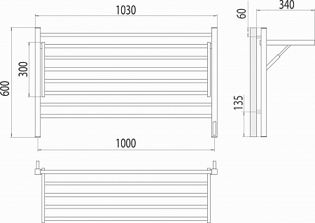 Горизонт П8 1000х600 электро КС ЧЕРНЫЙ МУАР (sensor quick touch) Полотенцесушитель TERMINUS Нижний Новгород - фото 5